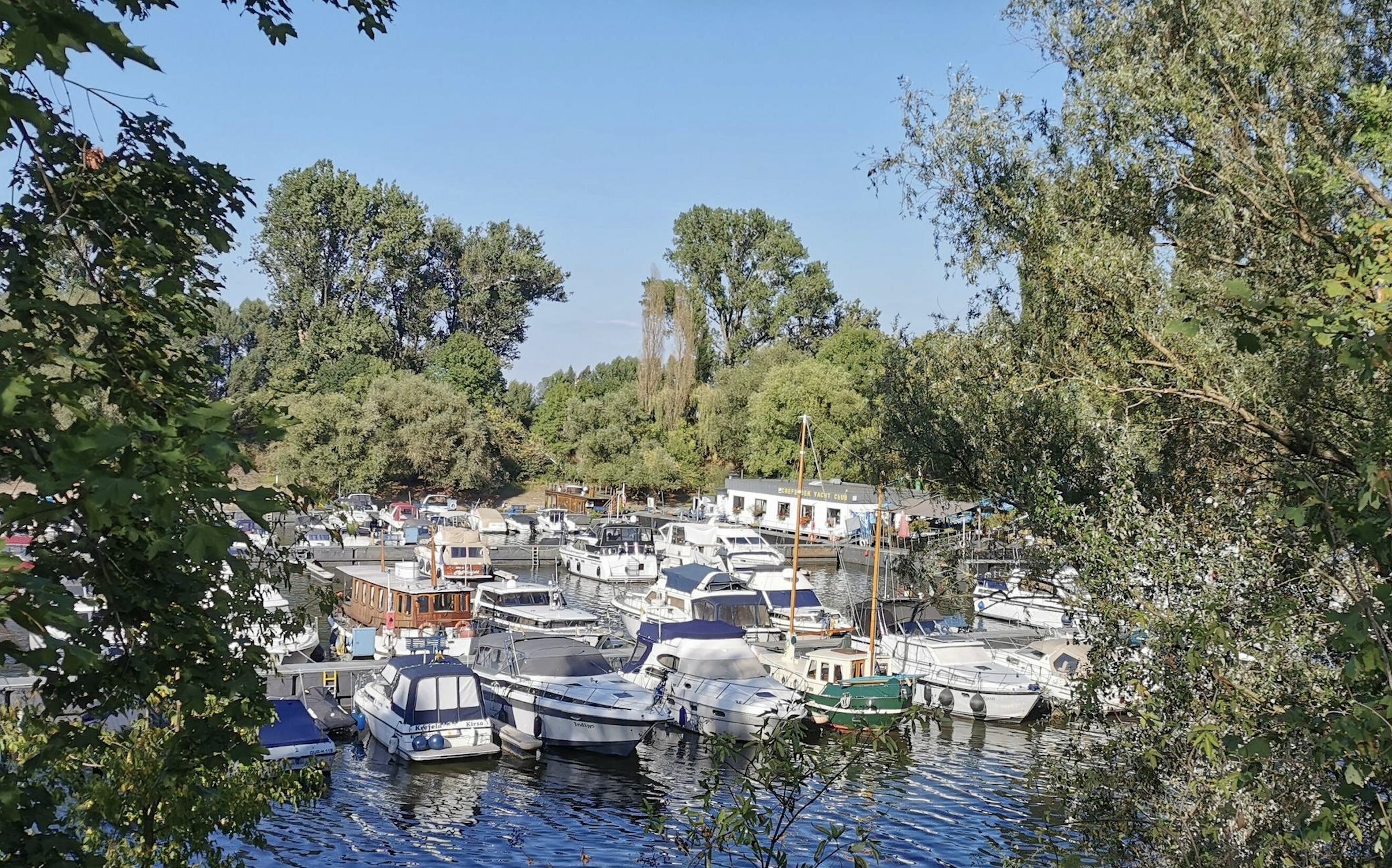 Yachthafen des Crefelder Yacht Clubs am Rhein bei Krefeld