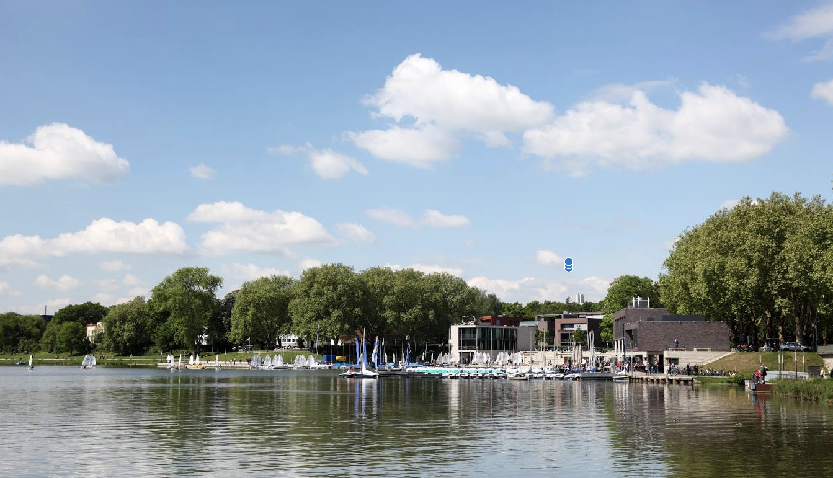 Der Aasee in M&uuml;nster mit Segelbooten und Segelclub