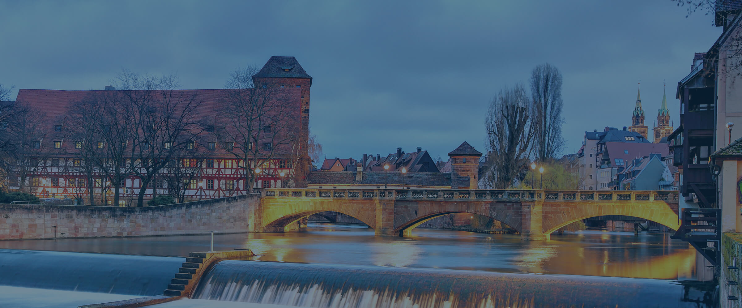 N&uuml;rnberg an der Pegnitz mit Henkersteg und Altstadt